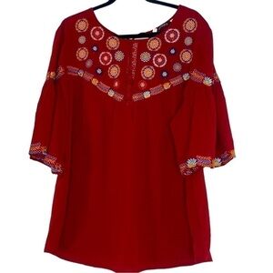 ANGELA‎ PLUS FLORAL RED BLOUSE XXXL